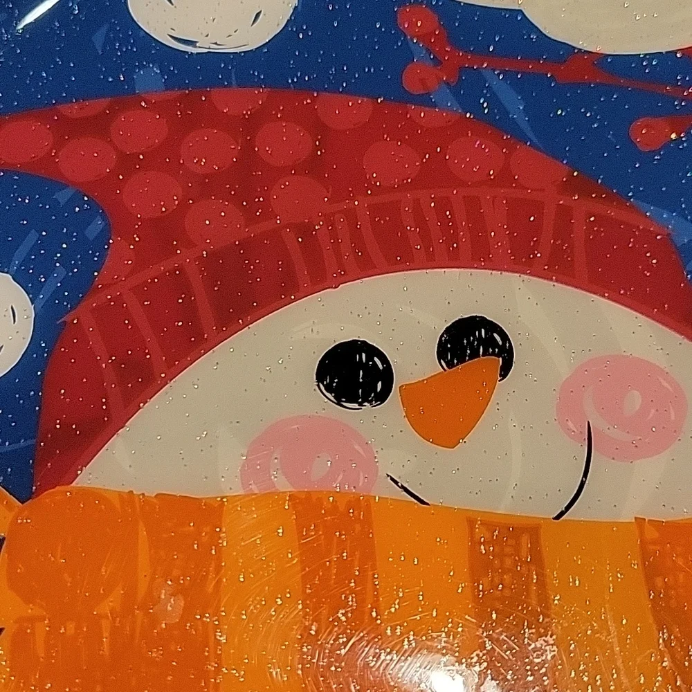 Placemats 6 vinyl vintage sparkling Mr. Mrs. snowman  EUC
